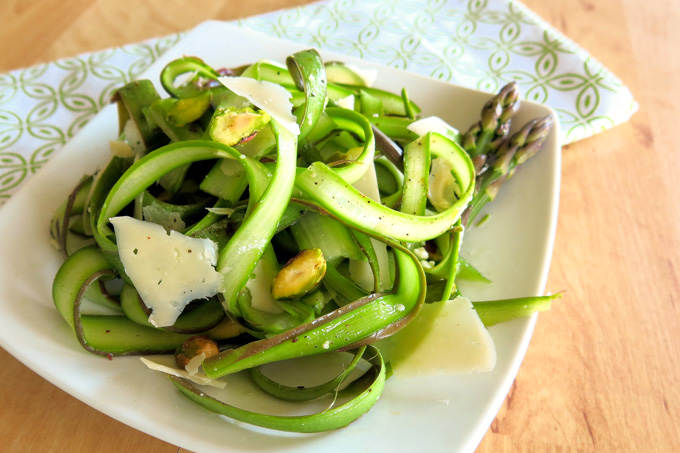 Shaved Asparagus Salad with Parmesan and Pistachios