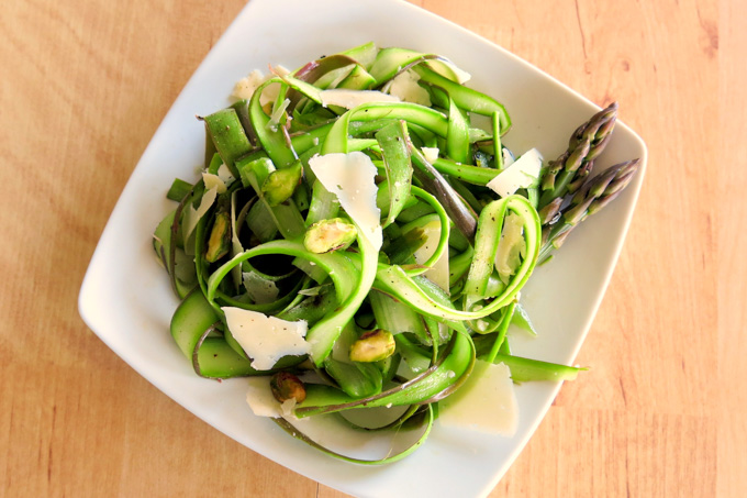 Shaved Asparagus Salad with Parmesan and Pistachios