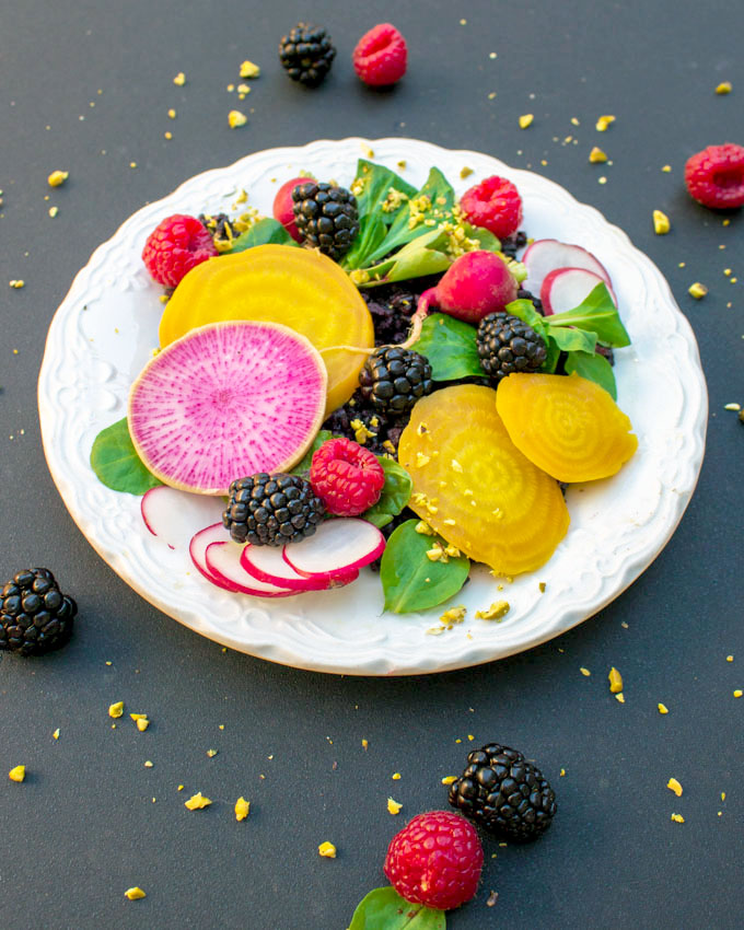 Black Rice, Beet, and Berry Salad with Citrus-Ginger-Miso Dressing