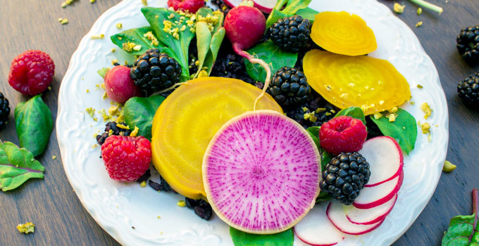 Black Rice, Beet, and Berry Salad with Citrus-Ginger-Miso Dressing